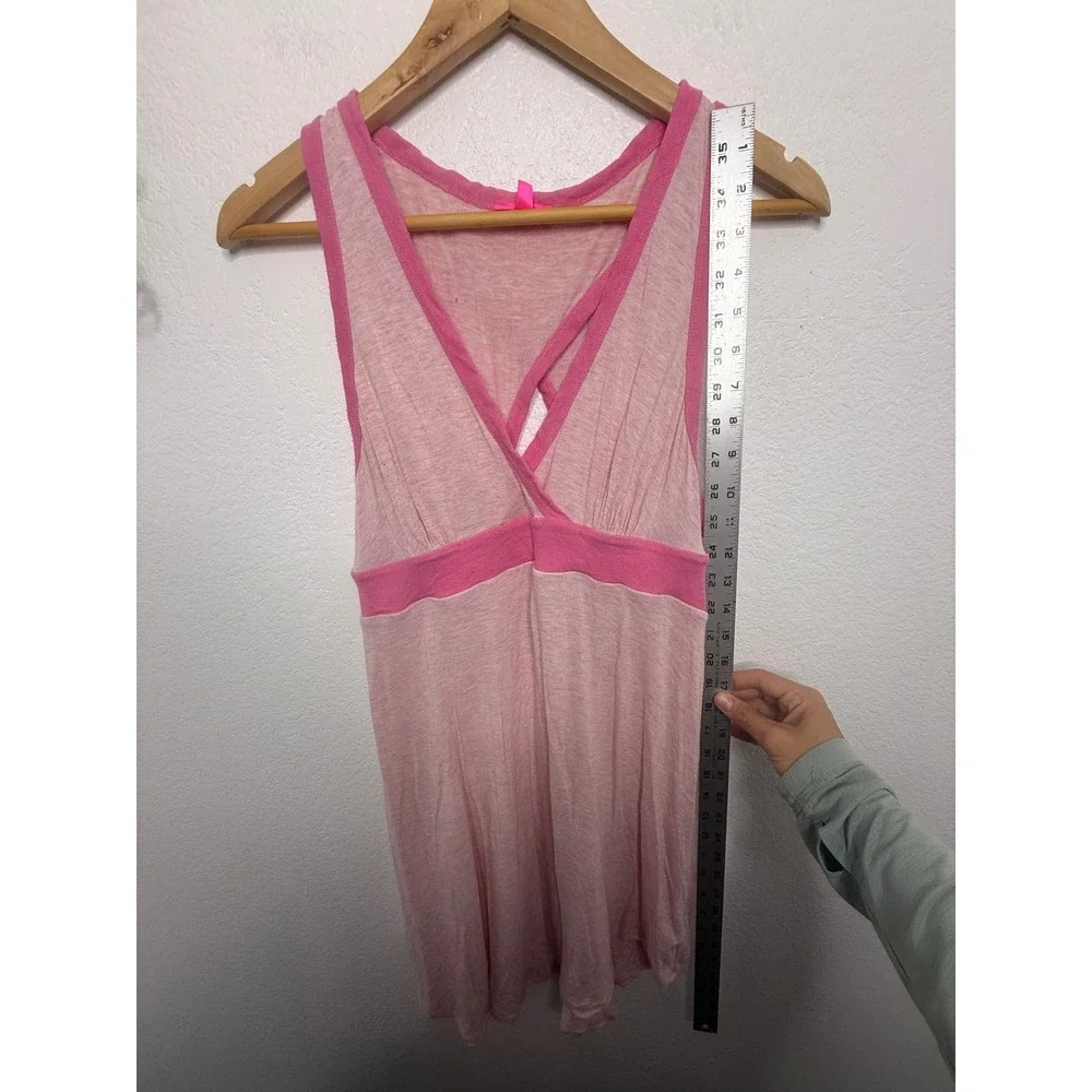 Betsey Johnson Intimates Pink Heathered V-Neck‎ Babydoll Chemise Nightgown Large